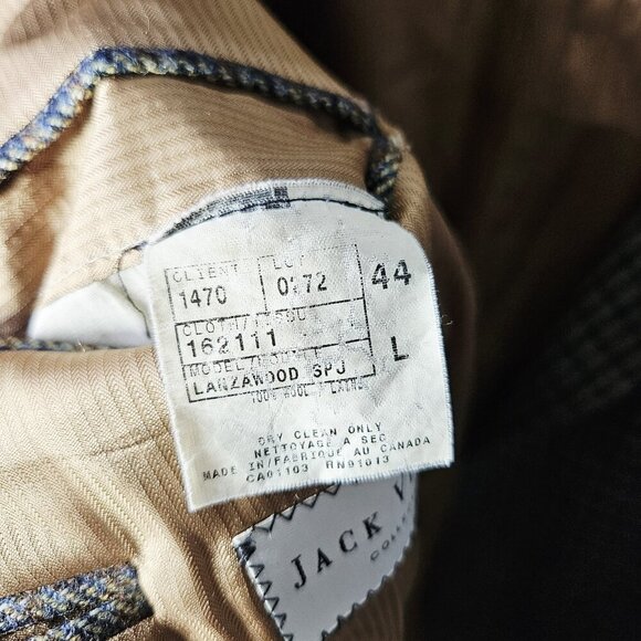 Jack Victor 44L Sport Coat 100% Wool Plaid Three Button Fully Lined - Picture 7 of 7